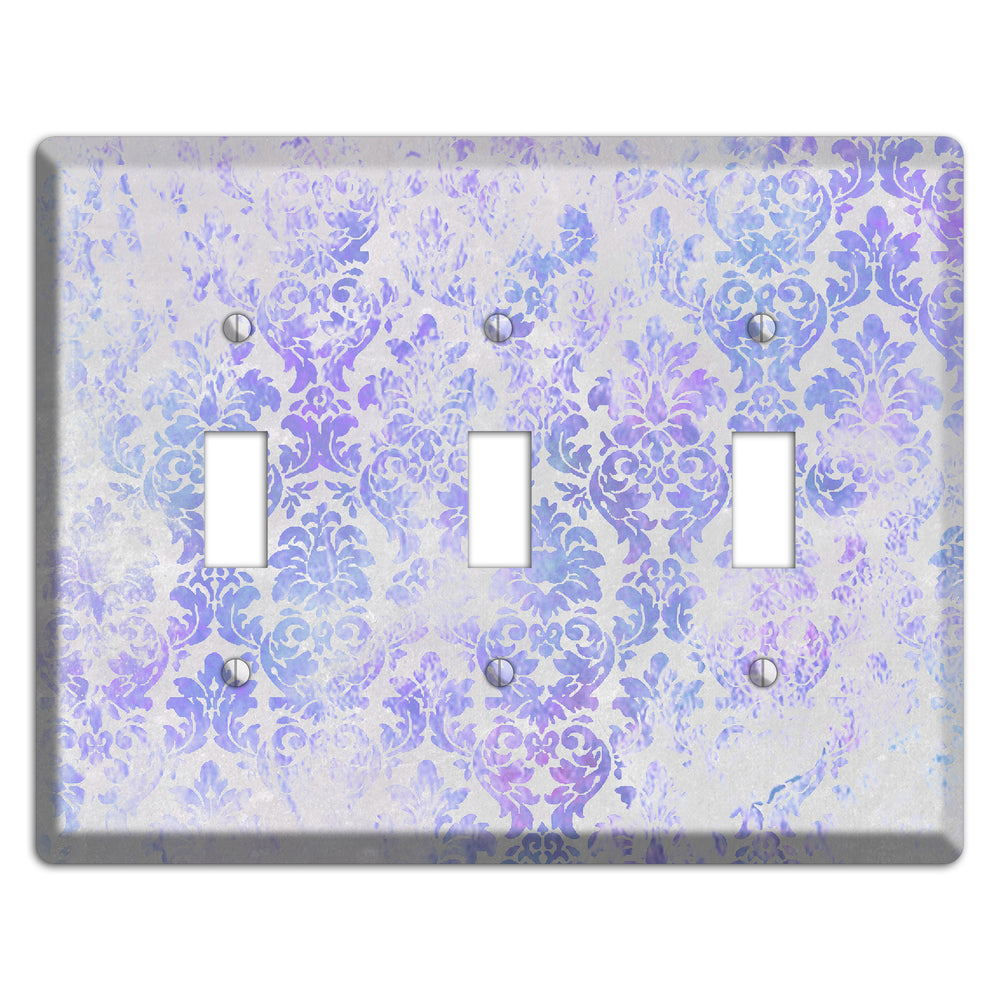 Periwinkle Gray Whimsical Damask 3 Toggle Wallplate