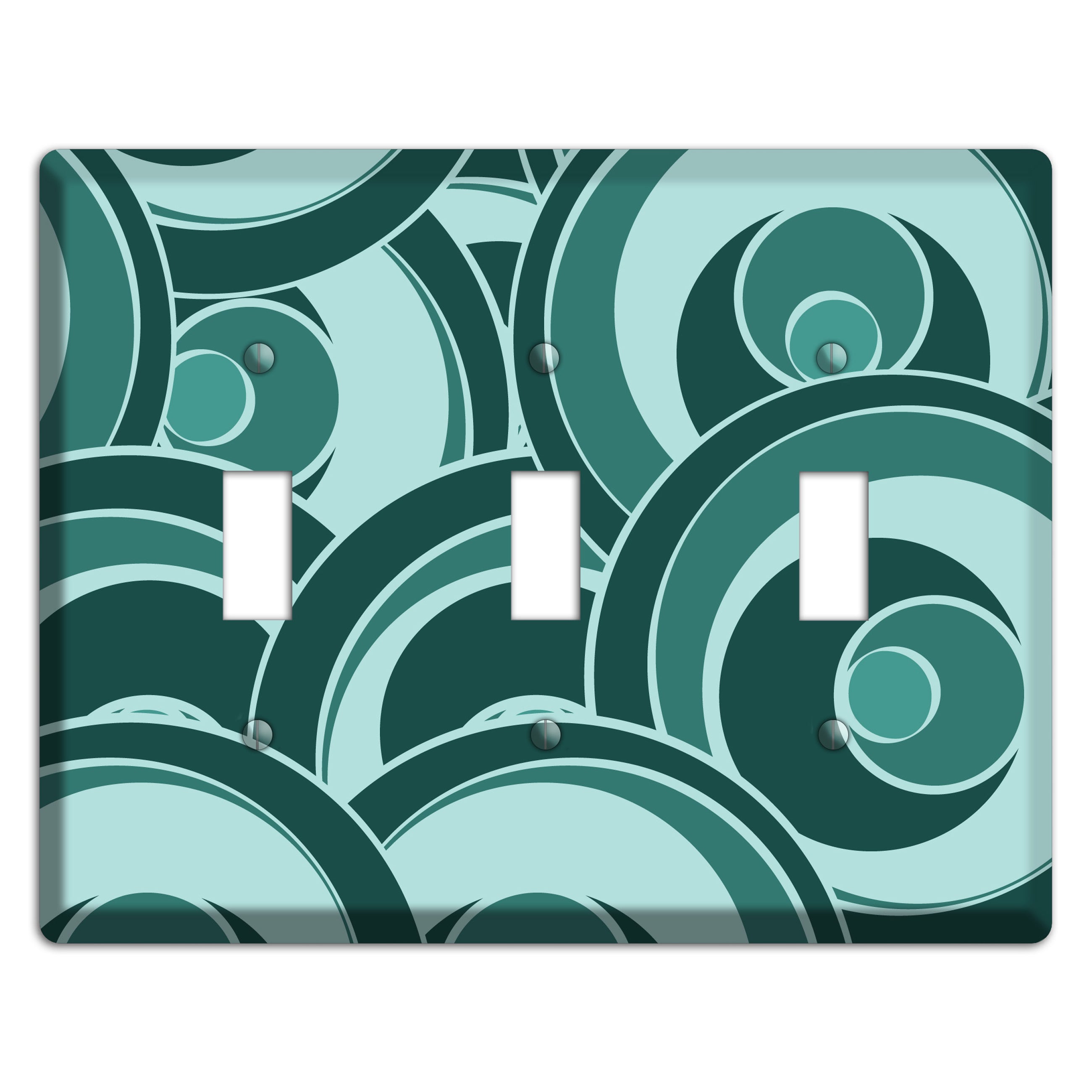 Blue-green Deco Circles 3 Toggle Wallplate