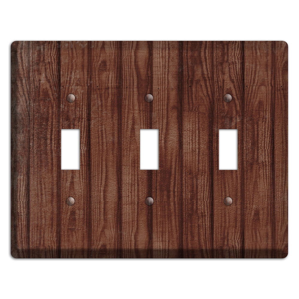 Saddle Weathered Wood 3 Toggle Wallplate