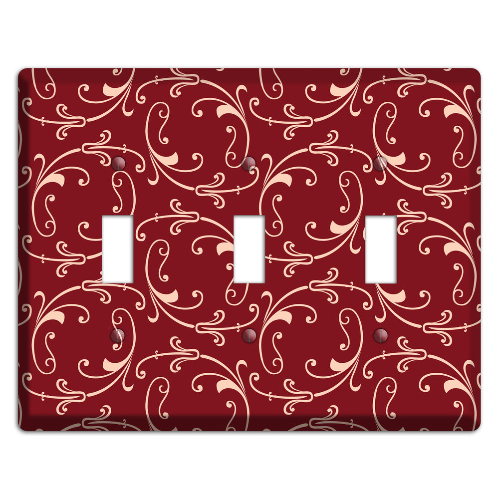 Burgundy Victorian Sprig 3 Toggle Wallplate