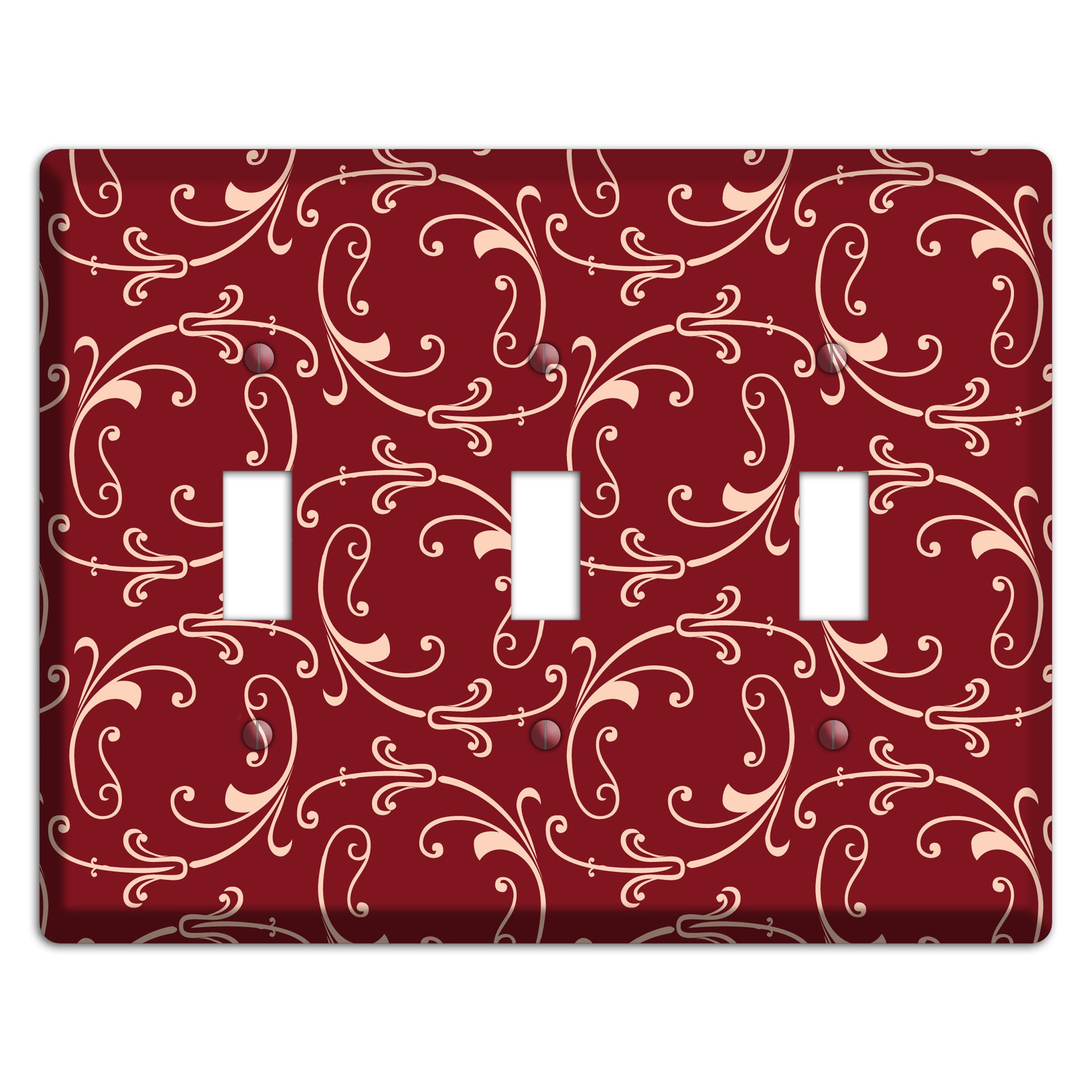 Burgundy Victorian Sprig 3 Toggle Wallplate