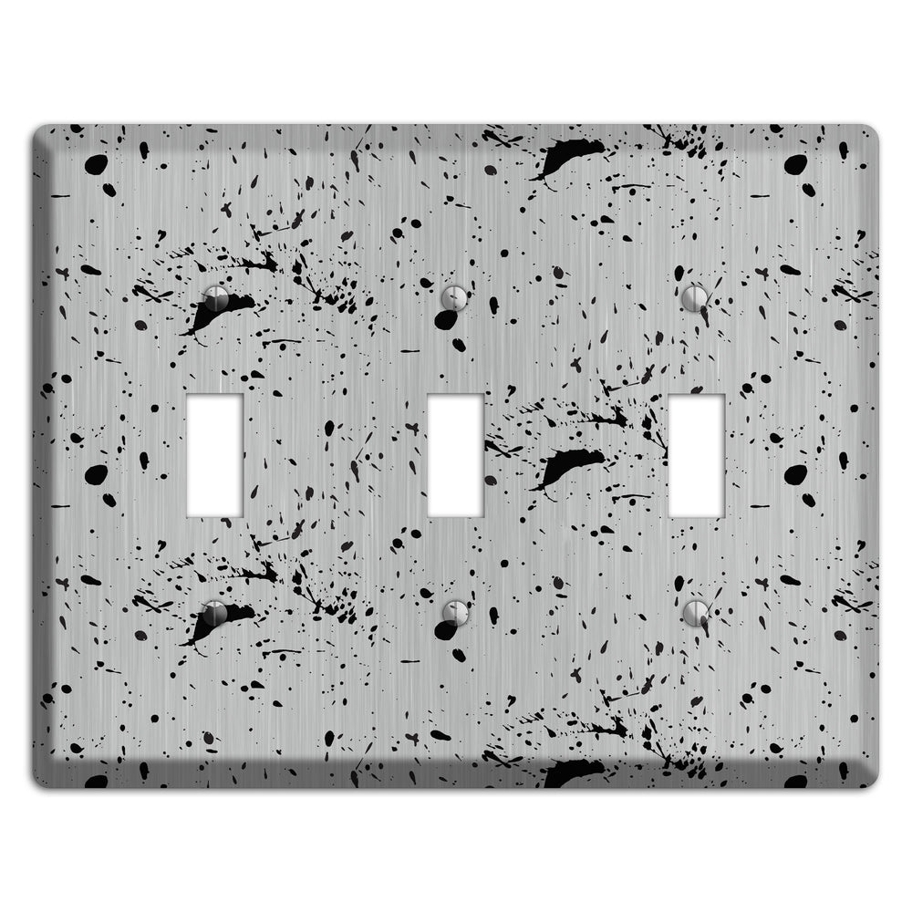 Ink Splash 5 Stainless Steel 3 Toggle Wallplate