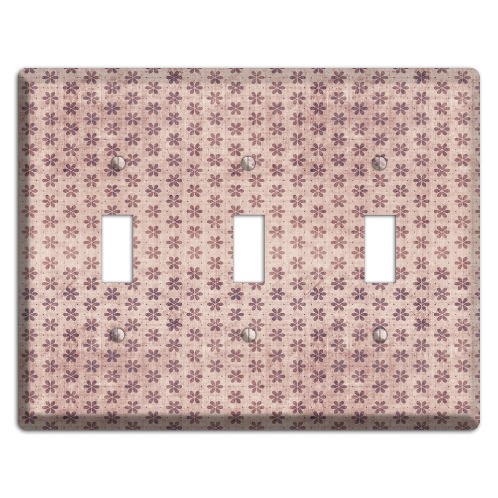 Dusty Pink Grunge Floral Contour 3 Toggle Wallplate