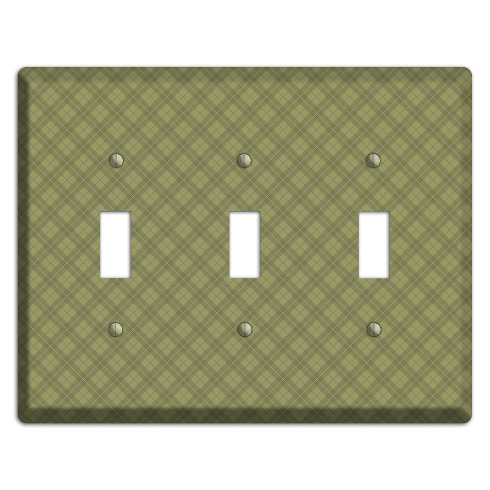 Green Plaid 3 Toggle Wallplate
