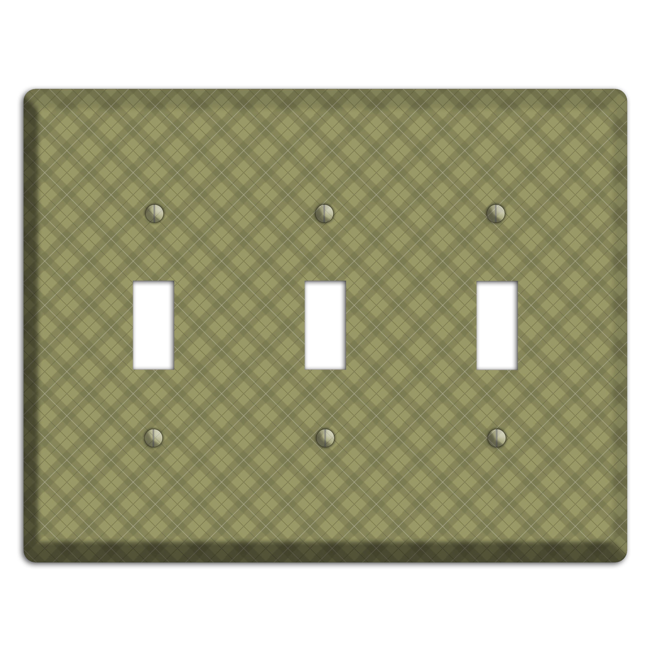 Green Plaid 3 Toggle Wallplate