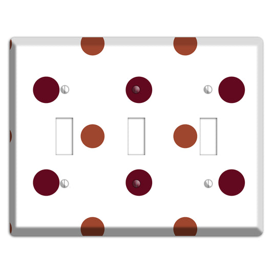Multi Brown Medium Polka Dots 3 Toggle Wallplate