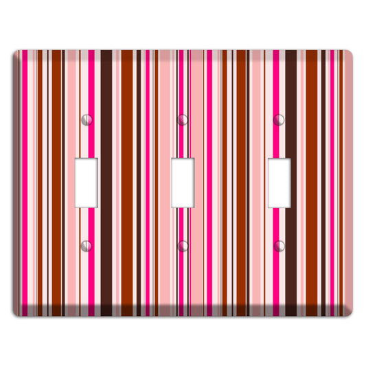 Pink Stripes 3 Toggle Wallplate