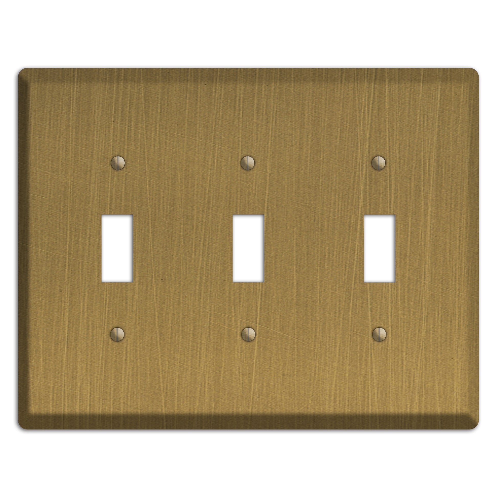 Antique Brushed Solid Brass 3 Toggle Wallplate