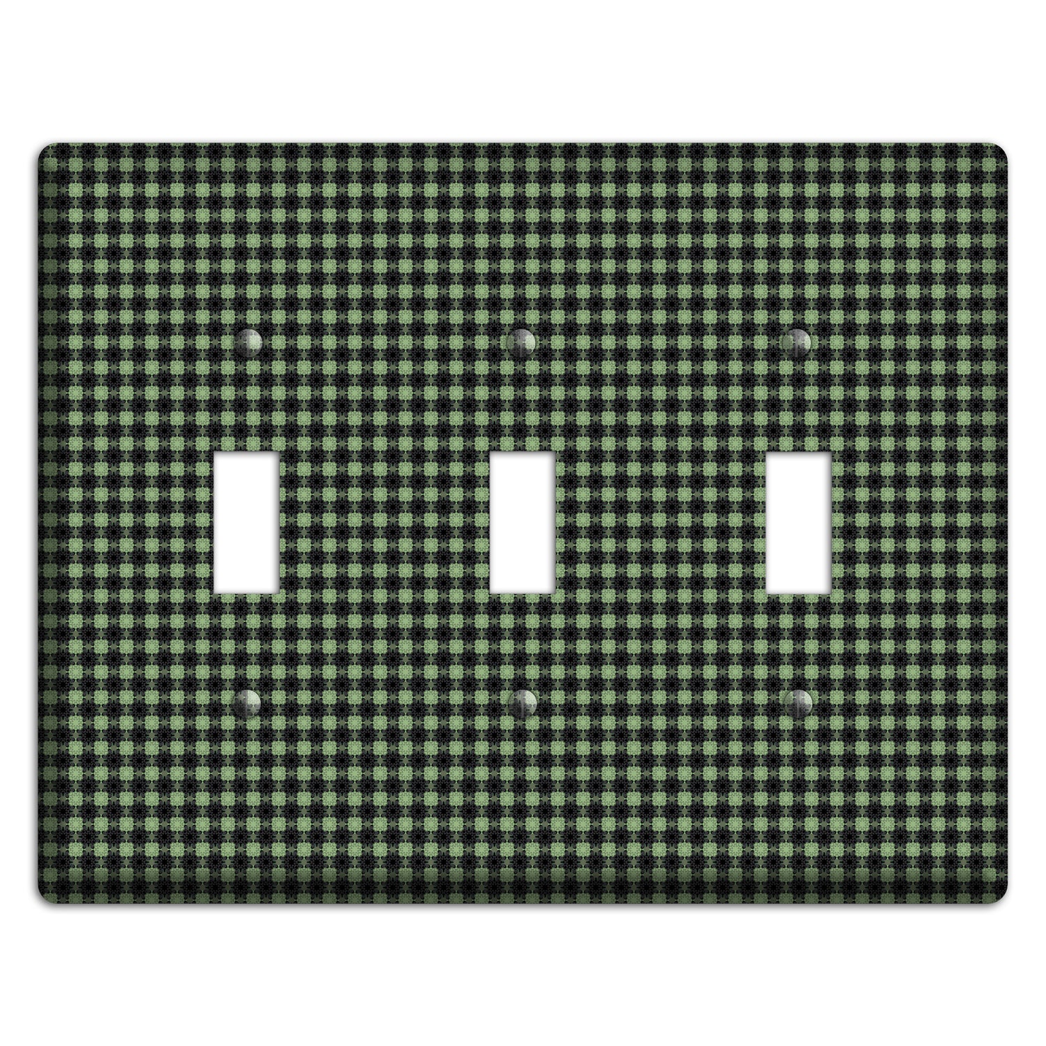 Multi Green Basket Check 3 Toggle Wallplate