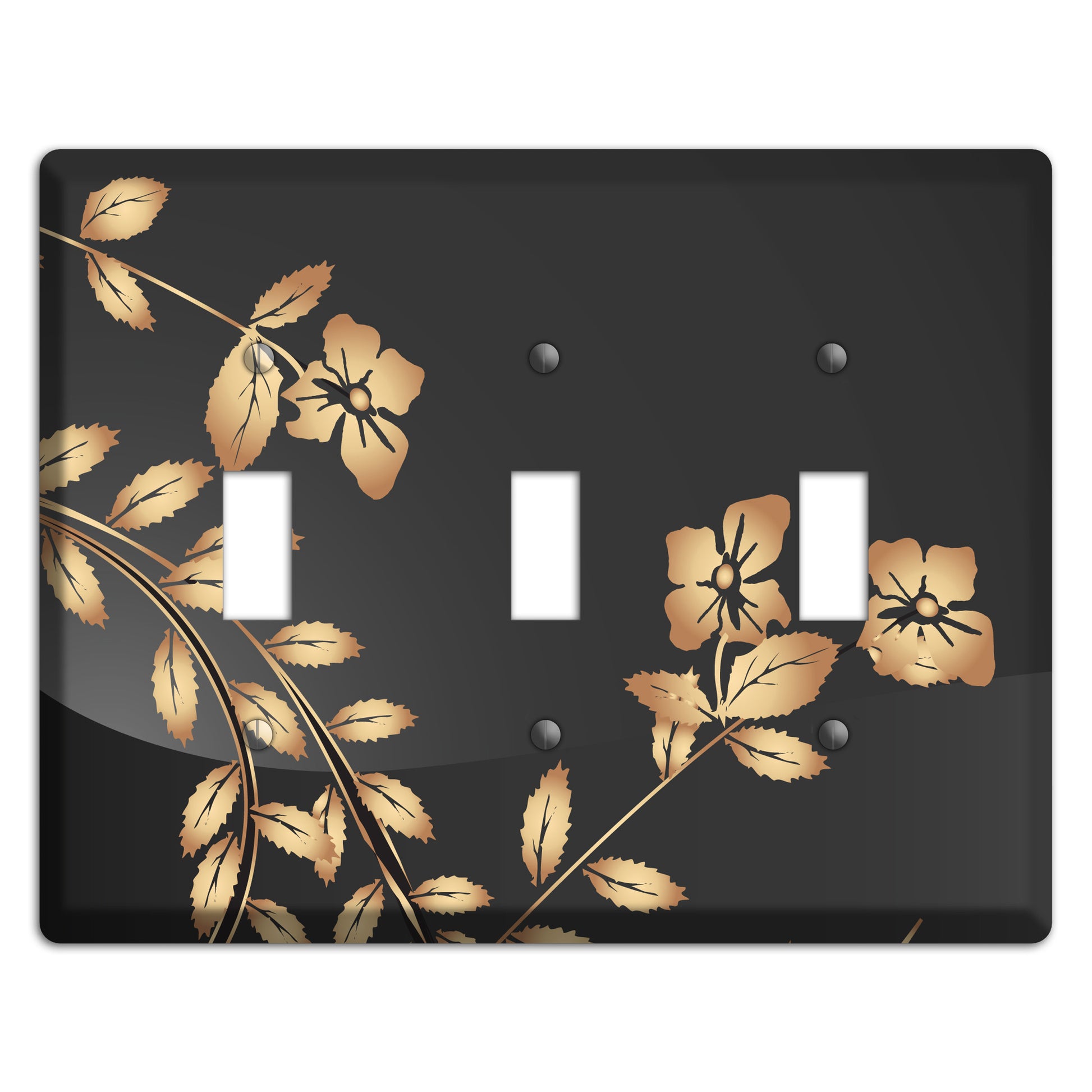 Black Sprig 3 Toggle Wallplate