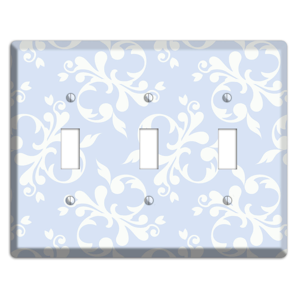 Light Blue Victorian Toile 3 Toggle Wallplate
