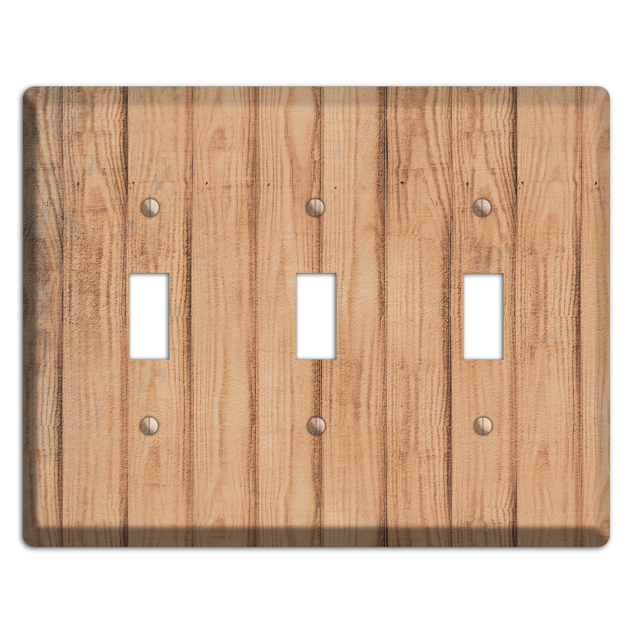 Tan Weathered Wood 3 Toggle Wallplate