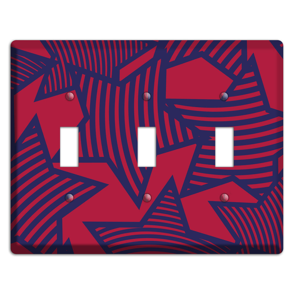Red with Large Blue Stars 3 Toggle Wallplate