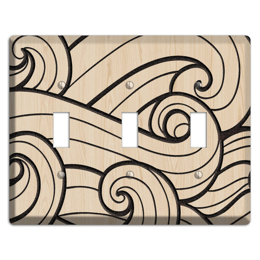 Abstract Curl Wood Lasered 3 Toggle Wallplate