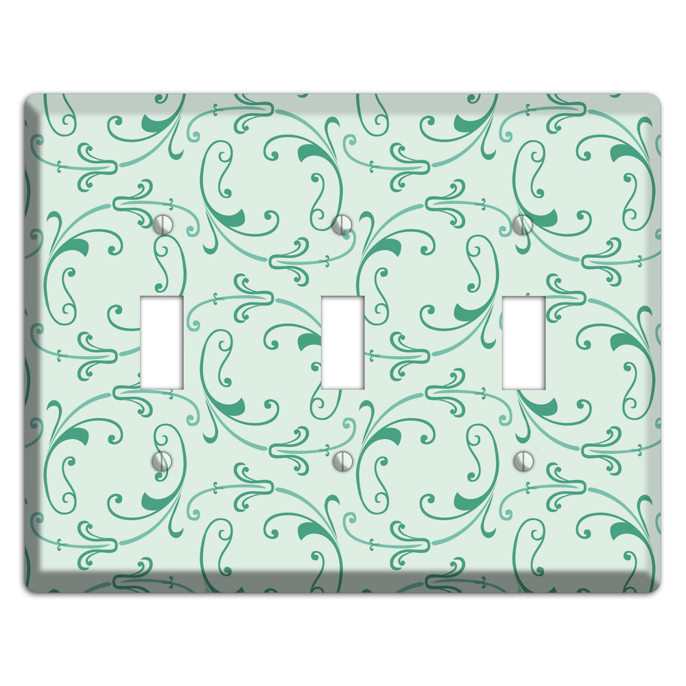 Aqua Victorian Sprig 3 Toggle Wallplate