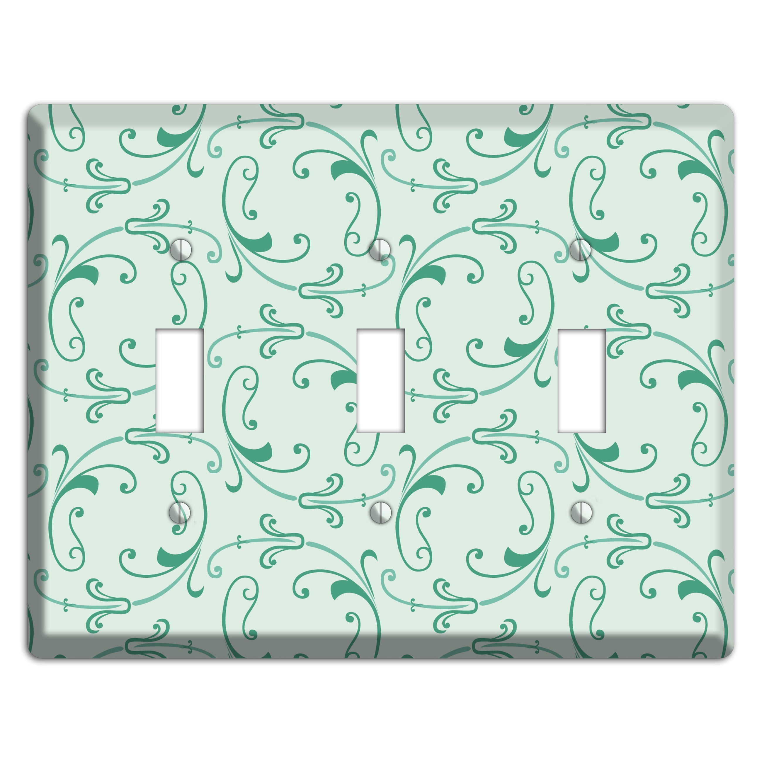 Aqua Victorian Sprig 3 Toggle Wallplate