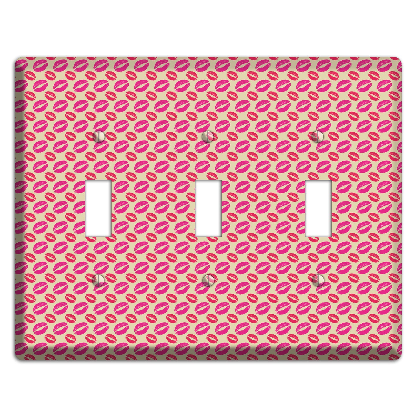 Pink and Red Kisses 3 Toggle Wallplate