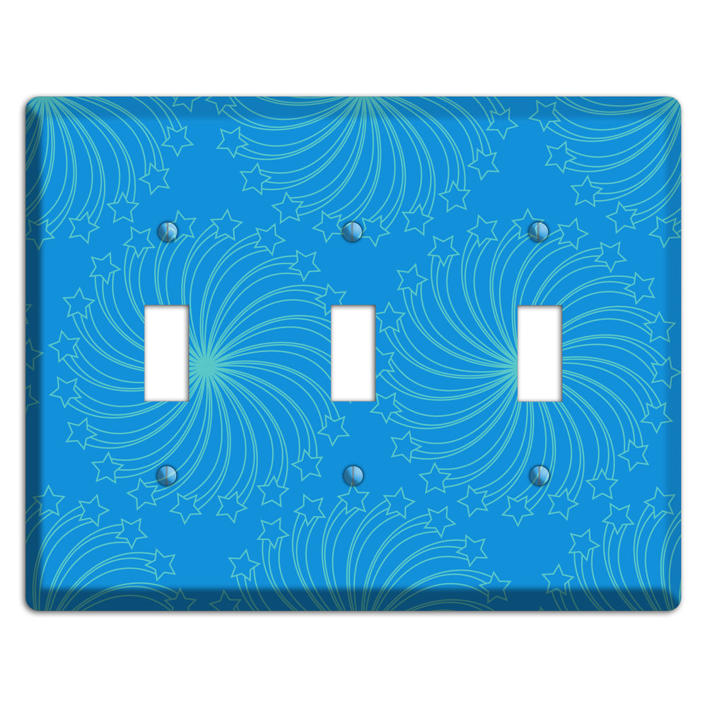 Multi Blue Star Swirl 3 Toggle Wallplate