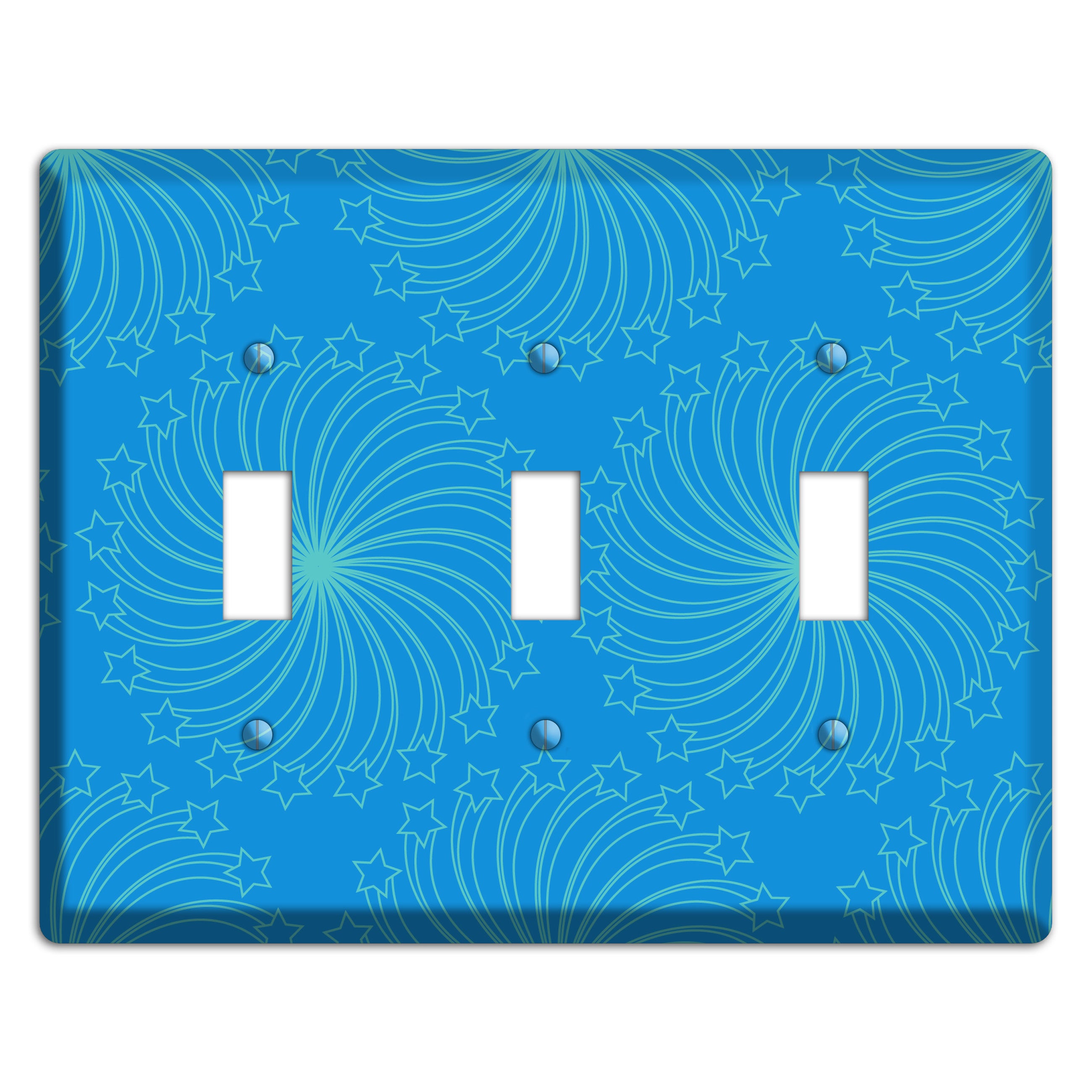 Multi Blue Star Swirl 3 Toggle Wallplate