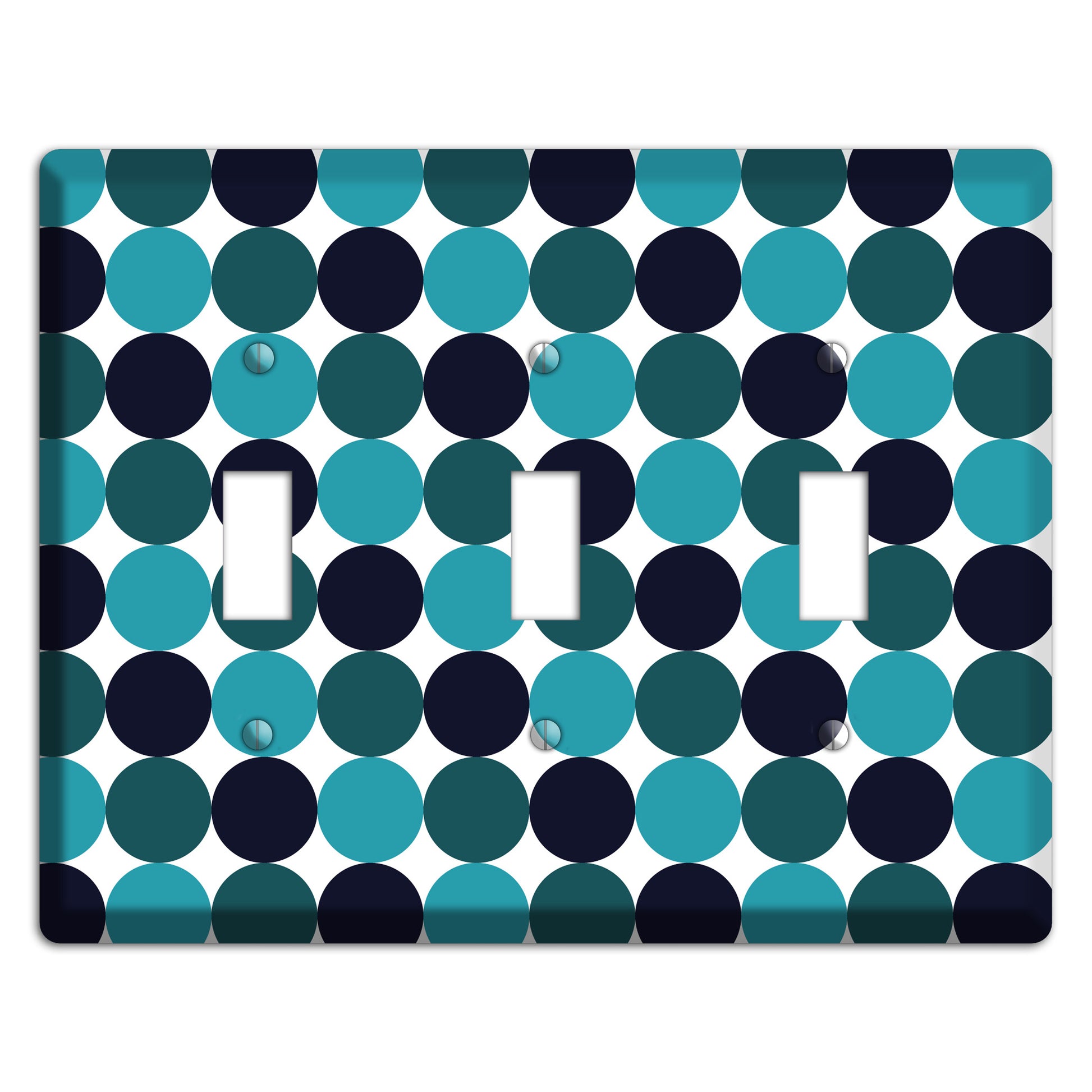 Multi Aqua Tiled Dots 3 Toggle Wallplate