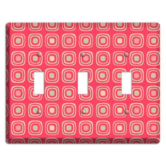 Multo Pink Retro Squares 3 Toggle Wallplate