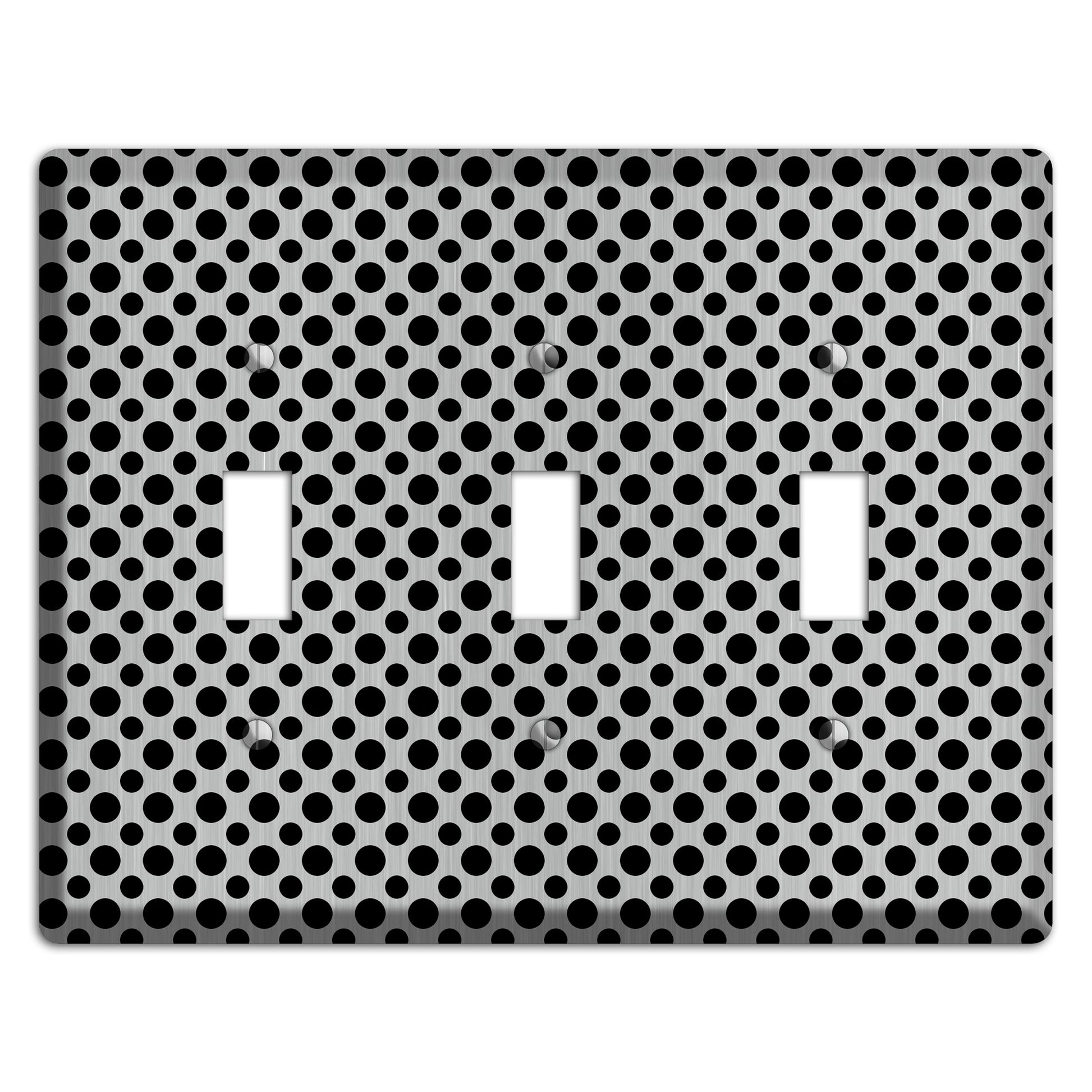 Multi Small Polka Dots Stainless 3 Toggle Wallplate