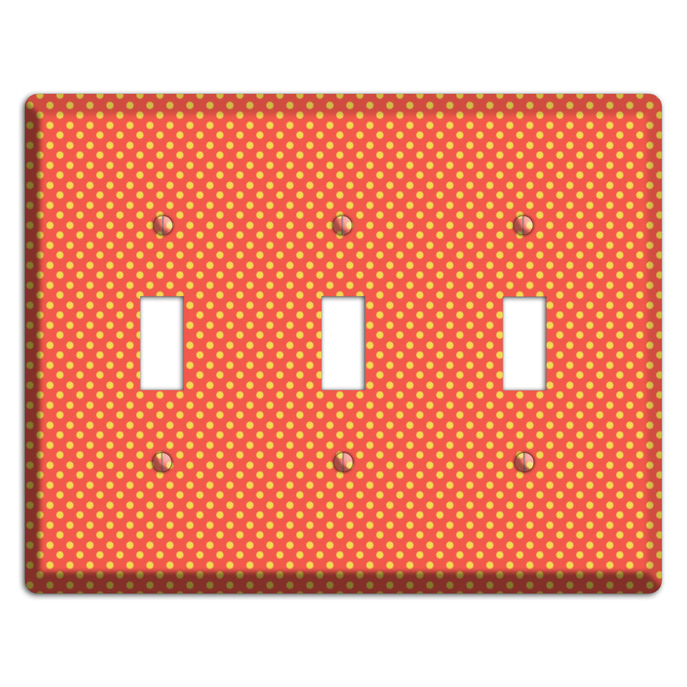 Orange Multi Tiny Polka Dots 3 Toggle Wallplate