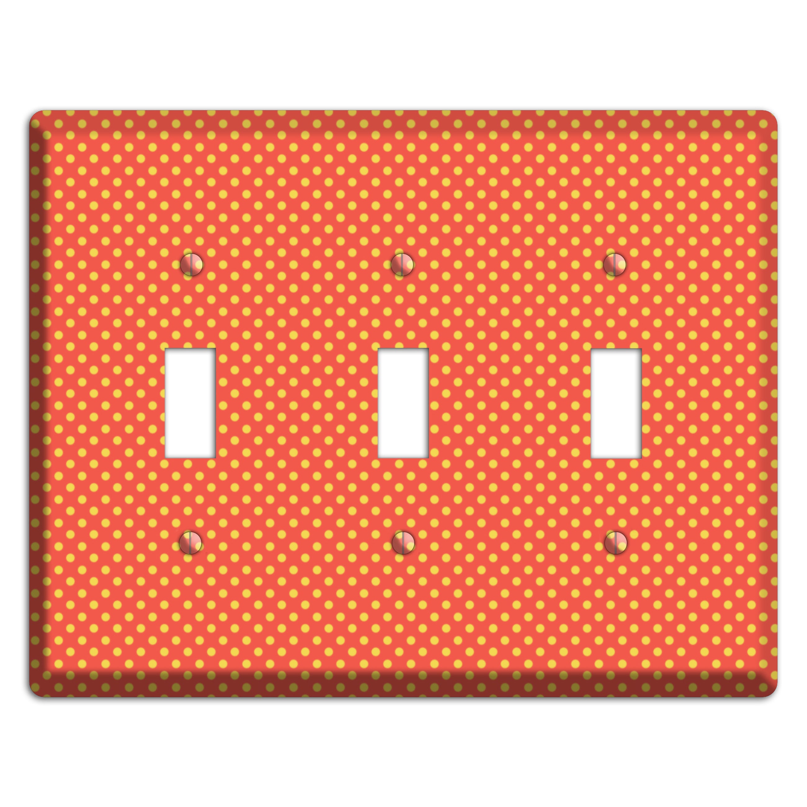Orange Multi Tiny Polka Dots 3 Toggle Wallplate
