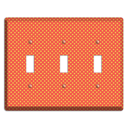 Orange Multi Tiny Polka Dots 3 Toggle Wallplate