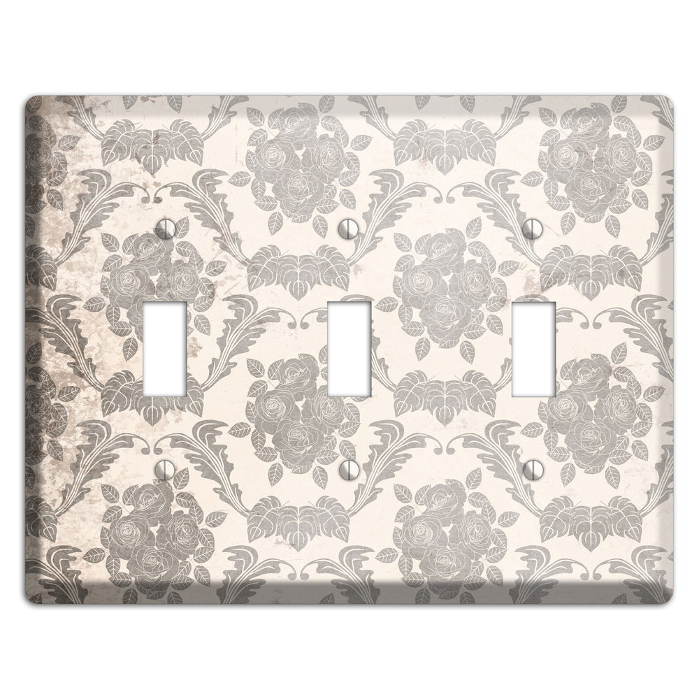 Pearl Bush Vintage Rose Damask 3 Toggle Wallplate