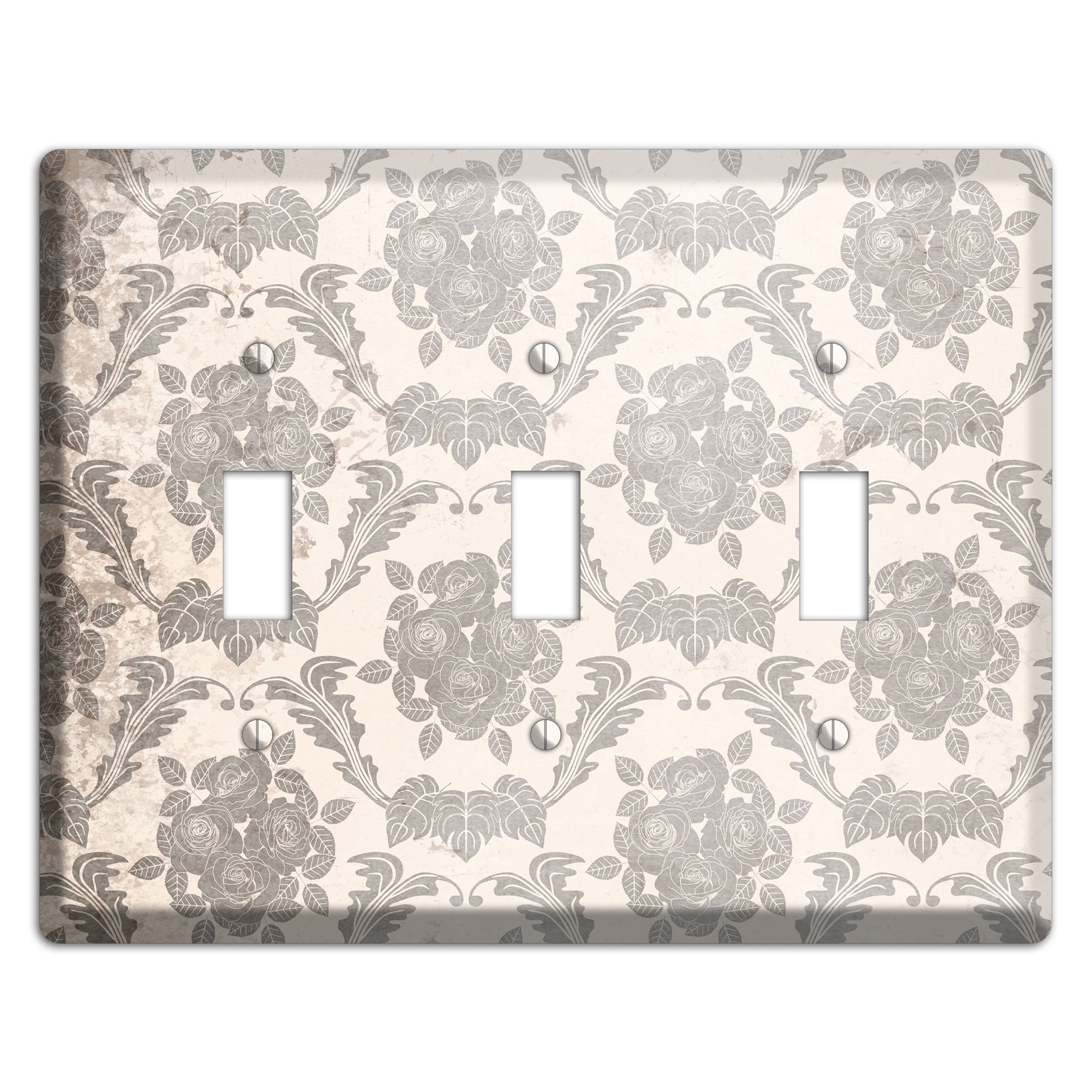 Pearl Bush Vintage Rose Damask 3 Toggle Wallplate