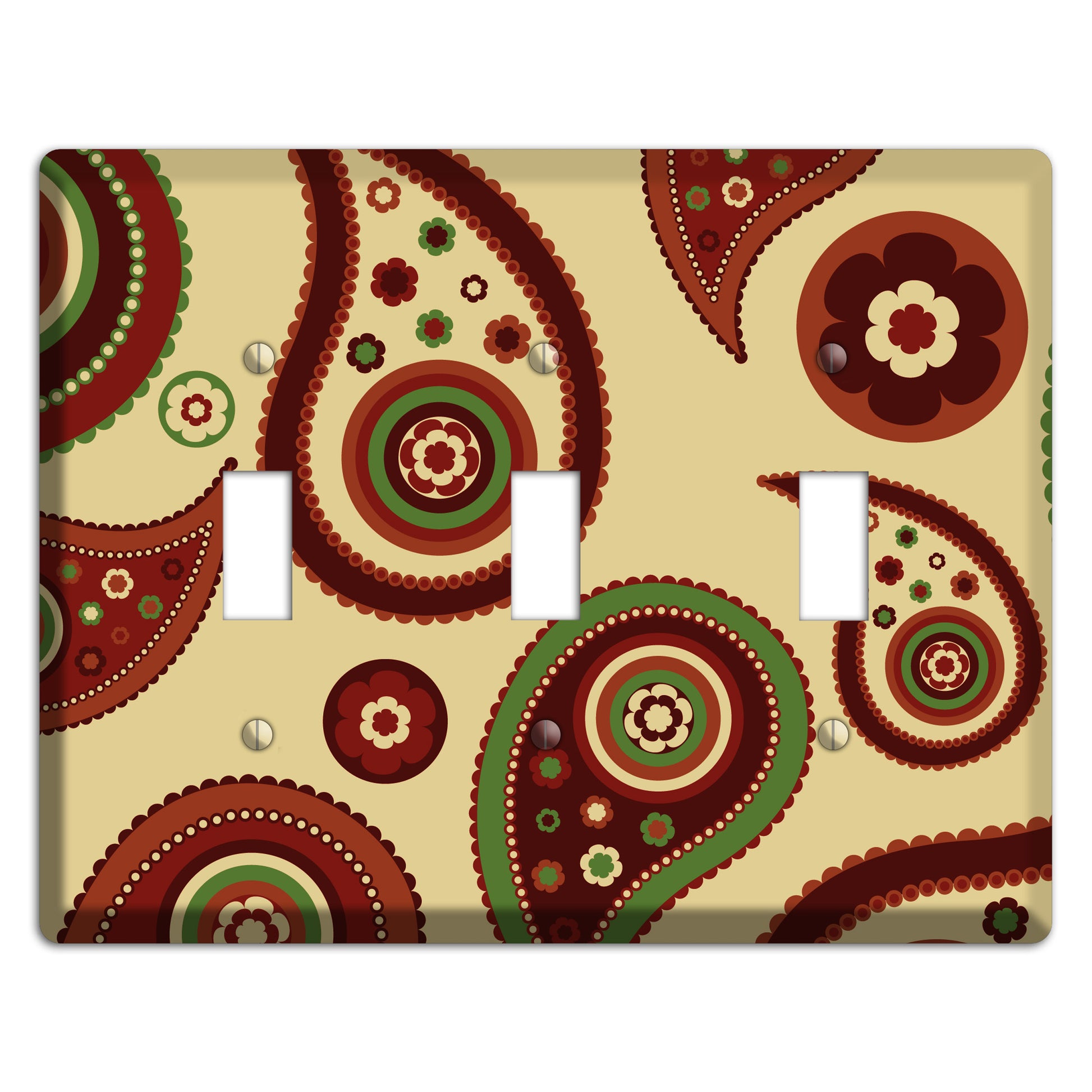 Beige Paisley 3 Toggle Wallplate