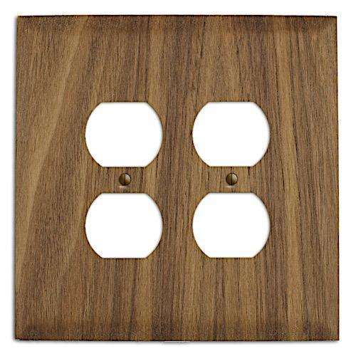 Walnut Wood 2 Duplex Outlet Cover Plate:Wallplates.com