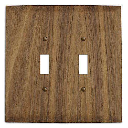 Oversized Discontinued Walnut Wood Double Toggle Switchplate
