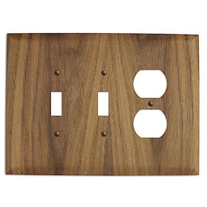 Oversized Discontinued Walnut Wood 2 Toggle / Duplex Outlet Cover Plate