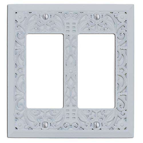 White Filigree Shabby Chic 2 Rocker (GFI):Wallplatesonline.com