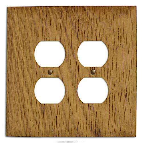 White Oak Wood 2 Duplex Outlet Cover Plate:Wallplates.com
