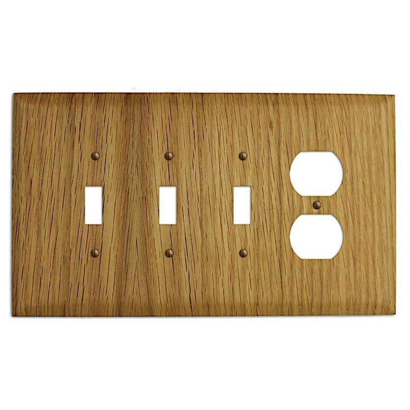 White Oak Wood 3 Toggle / Duplex Outlet Cover Plate:Wallplates.com