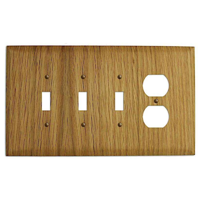 White Oak Wood 3 Toggle / Duplex Outlet Cover Plate:Wallplates.com