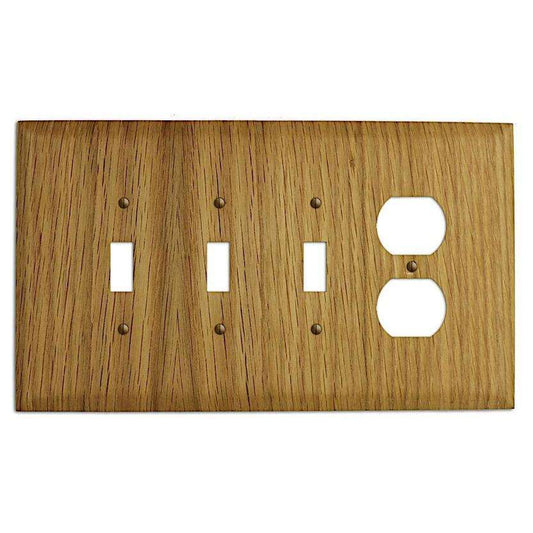 White Oak Wood 3 Toggle / Duplex Outlet Cover Plate:Wallplates.com