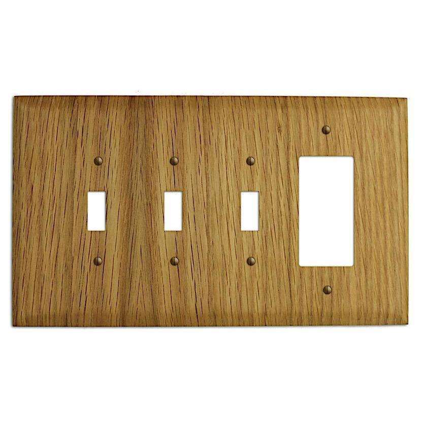 Oversized Discontinued White Oak Wood 3 Toggle / Rocker Outlet Cover Plate