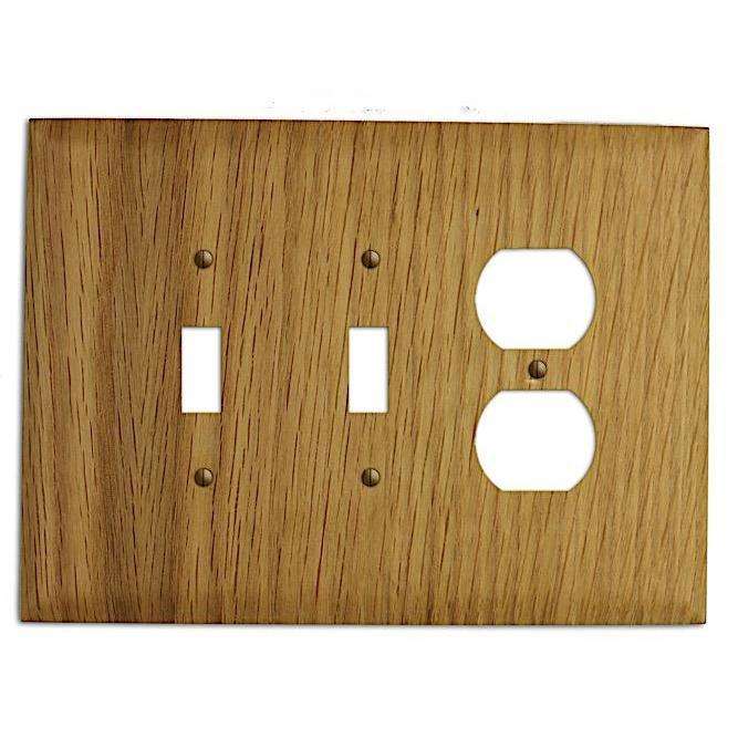 White Oak Wood 2 Toggle / Duplex Outlet Cover Plate:Wallplates.com