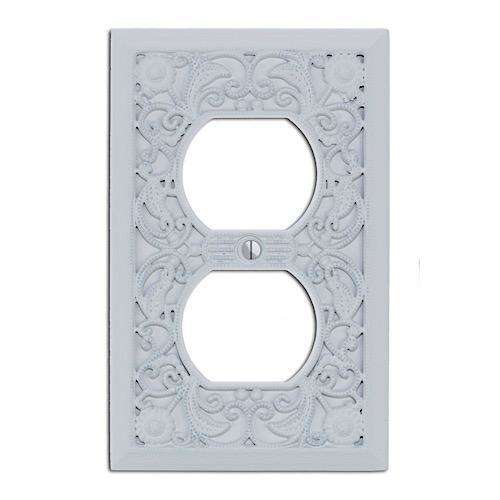 White Filigree Shabby Chic 1 Duplex Outlet