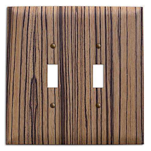 Oversized Discontinued Zebrawood Wood Double Toggle Switchplate