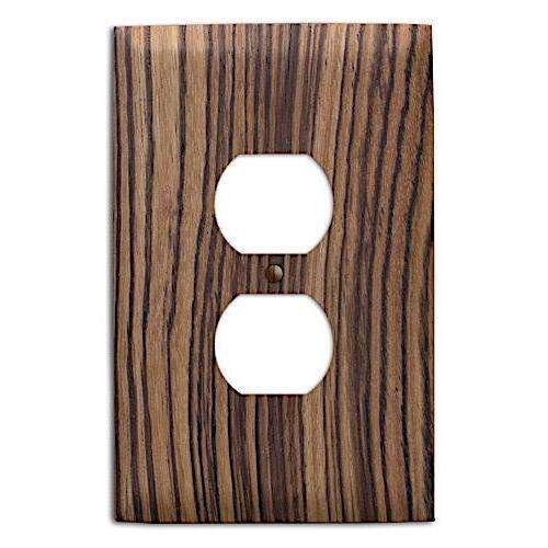 Zebrawood Wood Duplex Outlet Cover Plate:Wallplates.com